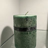 .Mottle Pillar Candle 3x4..Dark Green.