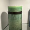 .Mottle Pillar Candle 3x6..Dark Green.