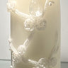 .Embross Peony Pattern White Pillar Candle 3x6..Wh