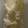 .Embross Peony Pattern White Pillar Candle 3x9..Wh