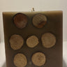 .Infused 6 Cut Round Wood Pillar Candle 4x4..Brown