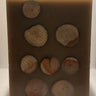 .Infused 5 Cut Round Wood Pillar Candle 4x6..Brown