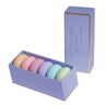 Boite mauve de 6 savons macarons assortis