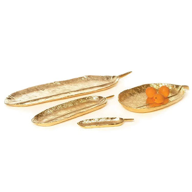 Feather wide oval tray gold